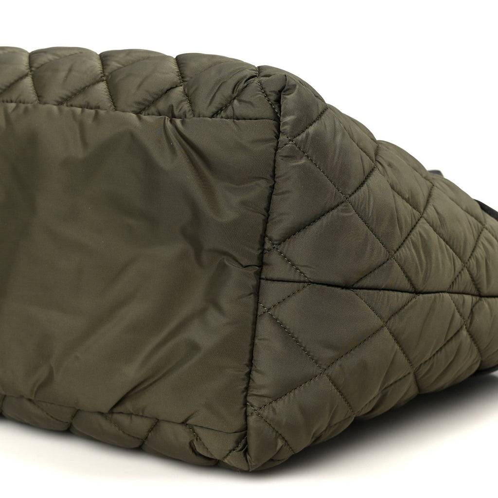 Nylon Quilted Small Coco Cocoon Tote Khaki