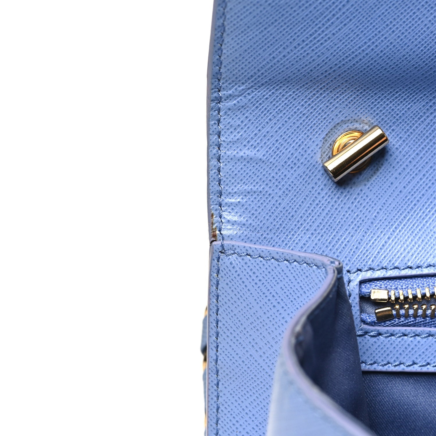 Hammered Calfskin Vara Bow Chain Crossbody Blue