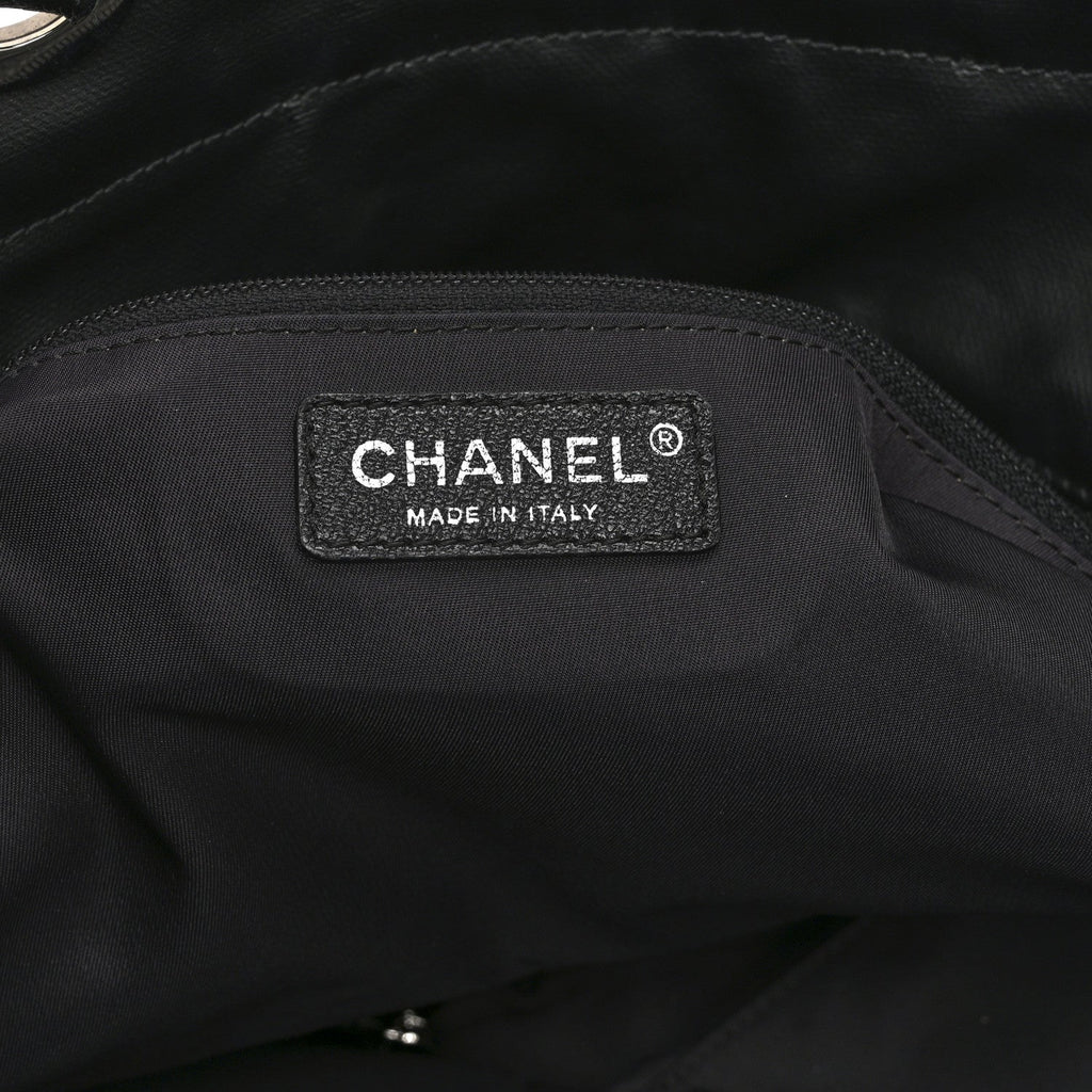 Coated Canvas Quilted Large Paris Biarritz Tote Black