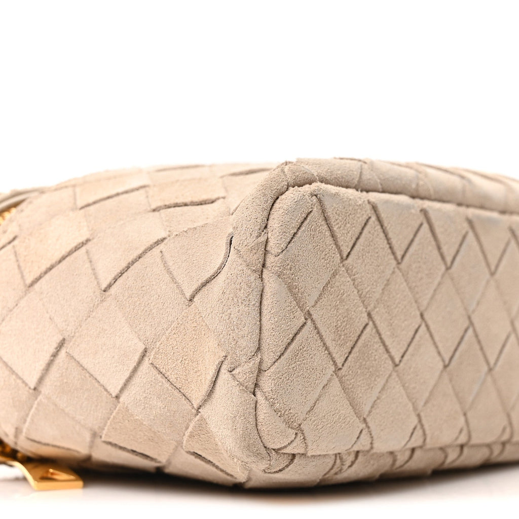 Suede Intrecciato Bang Bang Vanity Case Ecru