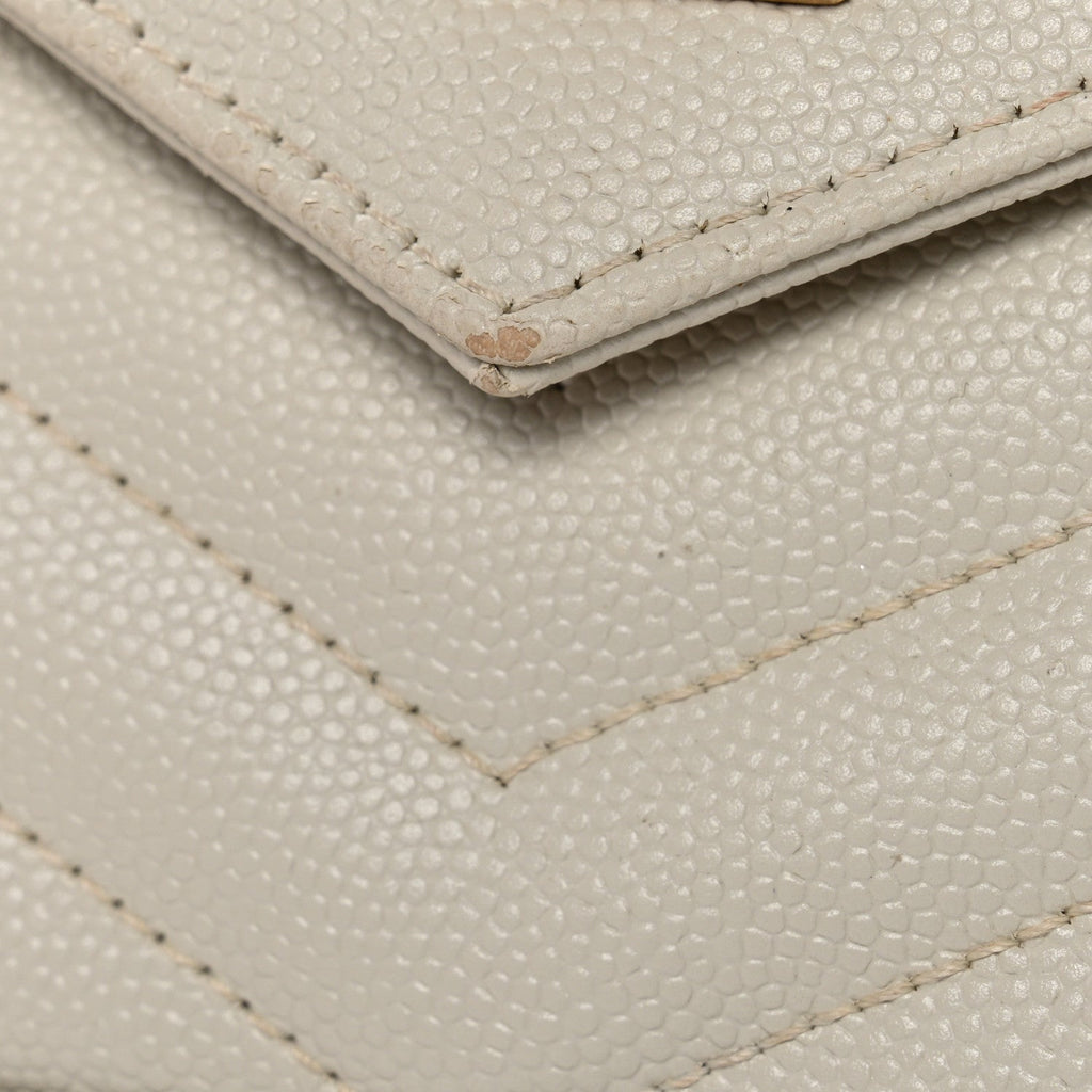 Grain De Poudre Matelasse Chevron Monogram Chain Wallet Crema Soft
