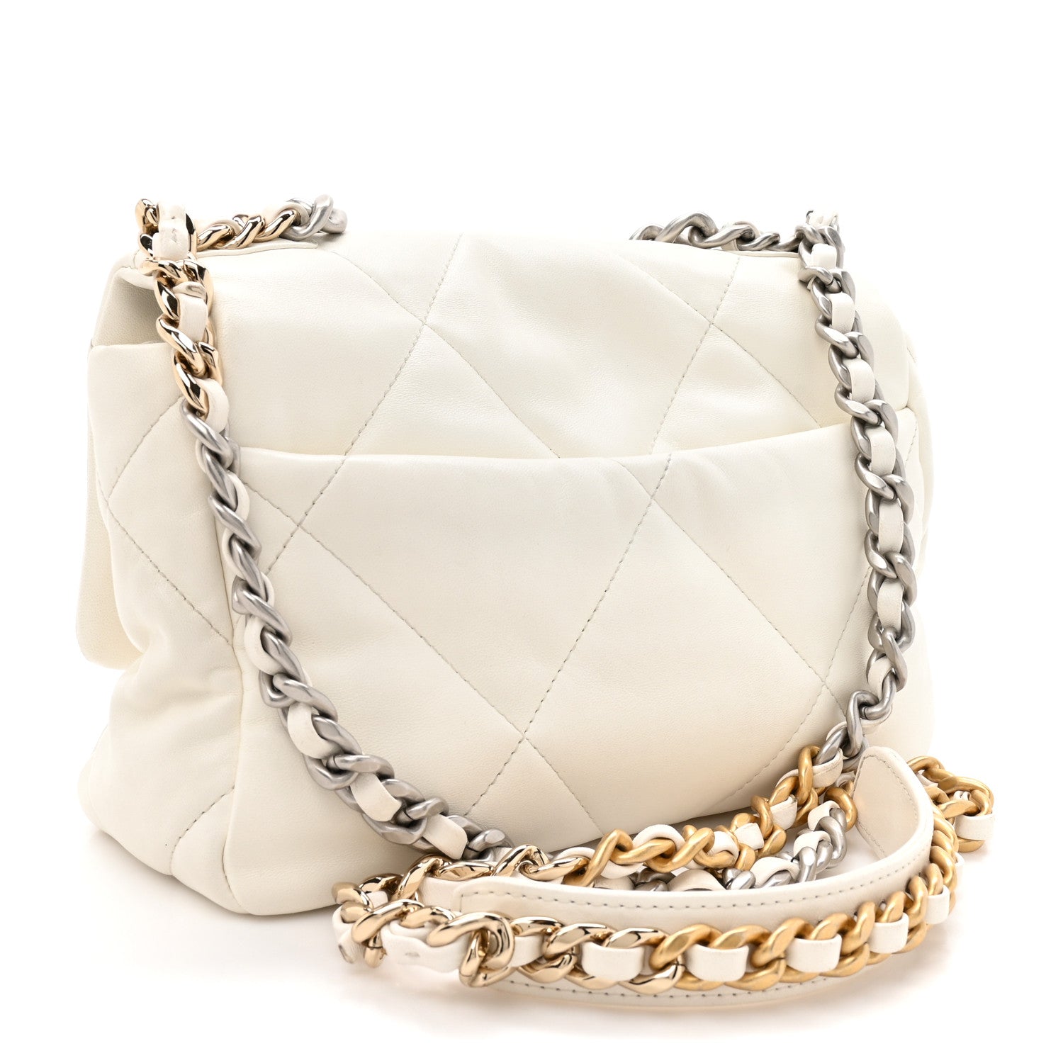 Lambskin Quilted Medium Chanel 19 Flap White