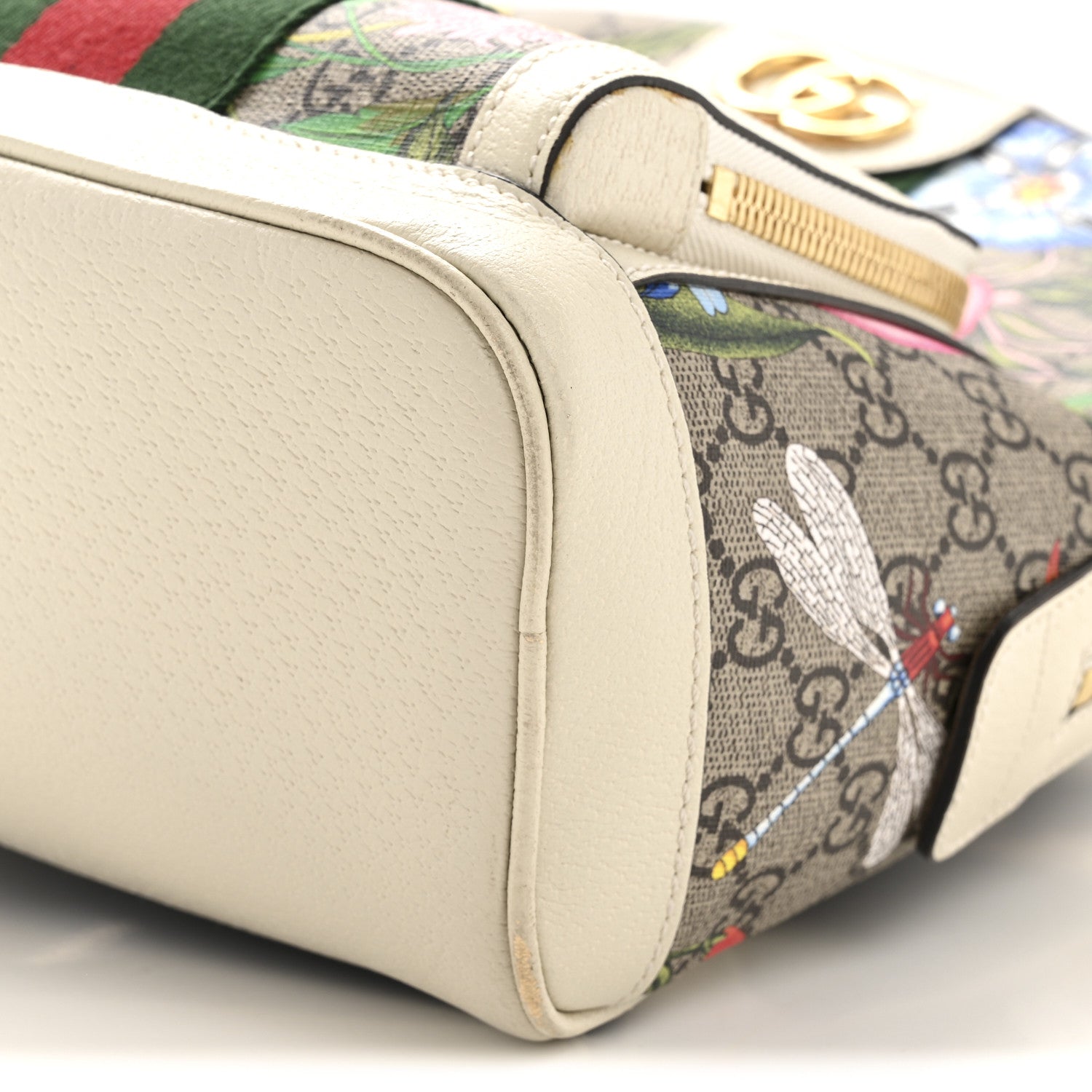 GG Supreme Monogram Flora Web Small Ophidia Day Backpack White