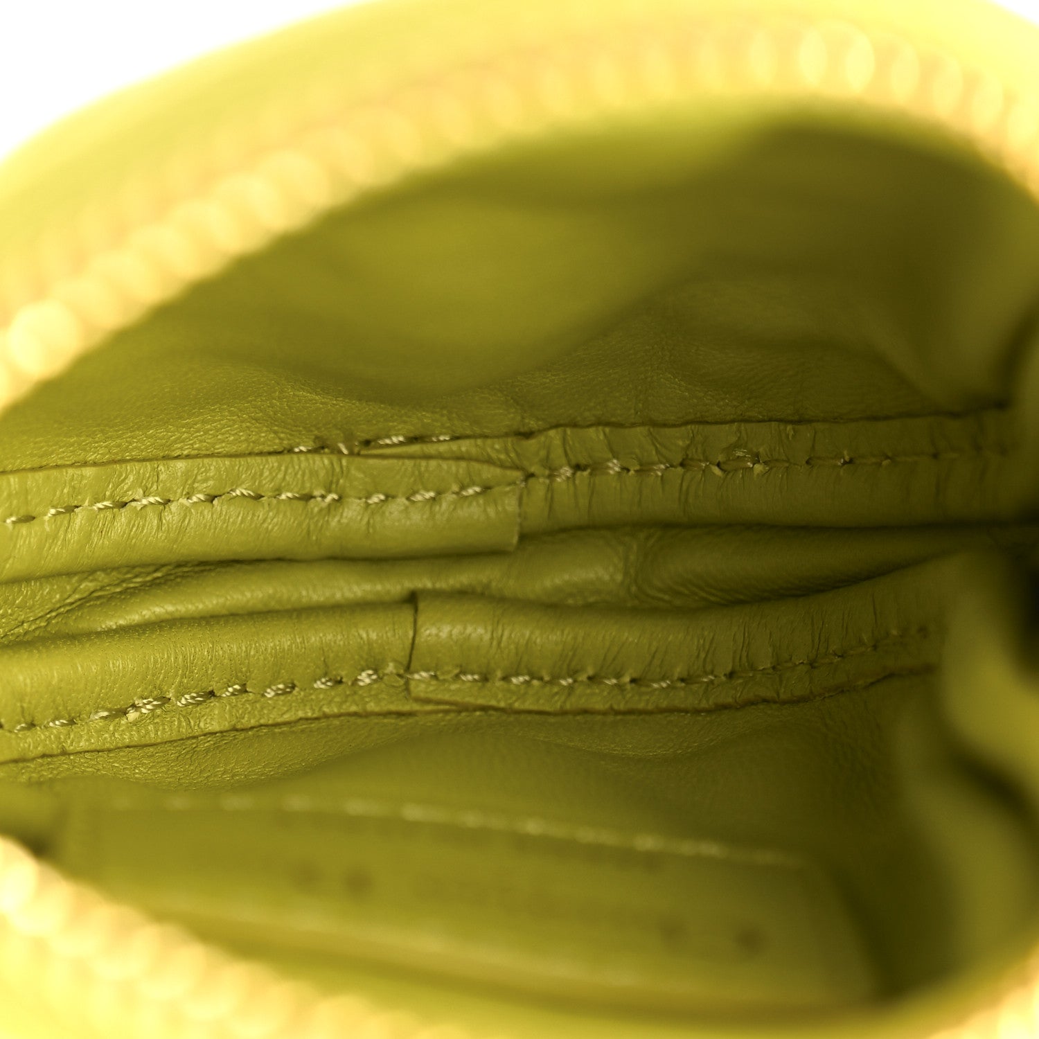 Lambskin Mini Cannage Round Caro Crossbody Pouch Lime