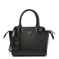 Saffiano Soft Calfskin Mini Zippered Tote Black