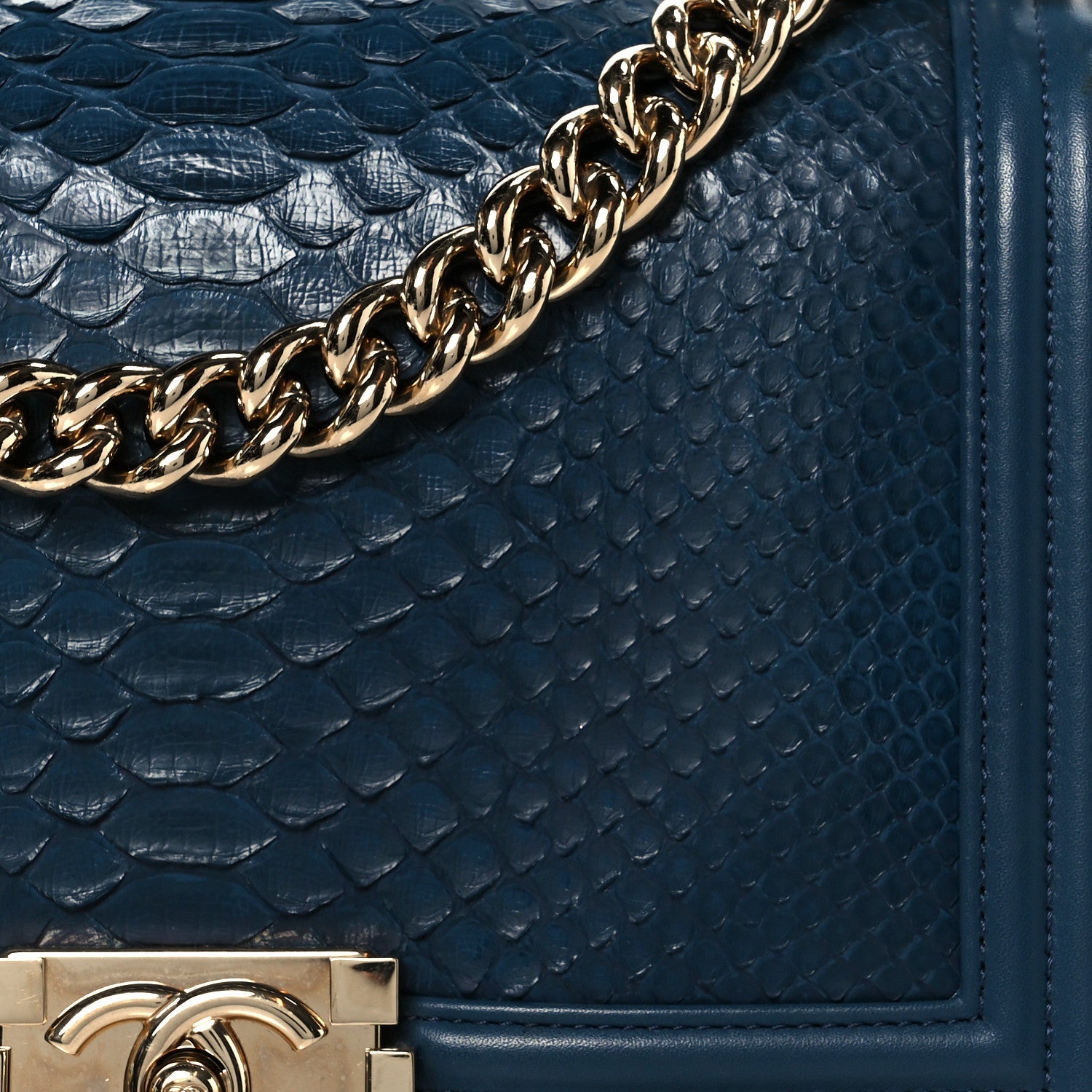 Snakeskin Medium Boy Flap Blue