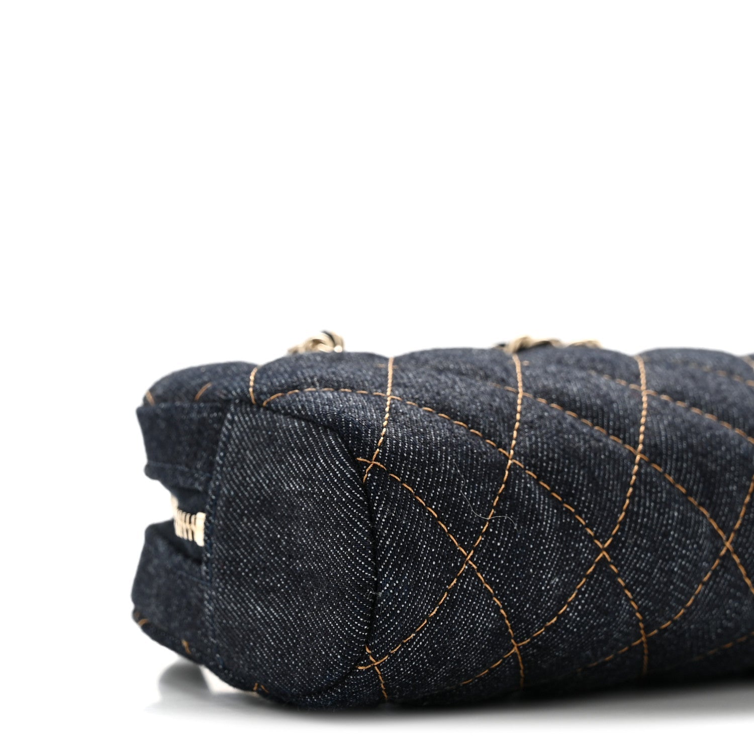 Denim Quilted Clutch With Chain Dark Blue Orange