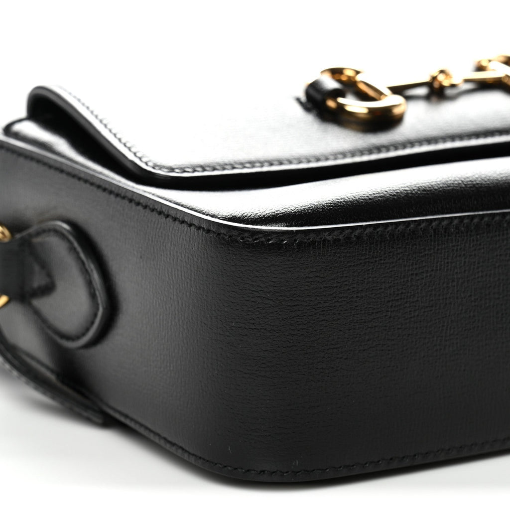 Textured Calfskin Small Horsebit 1955 Shoulder Bag Black