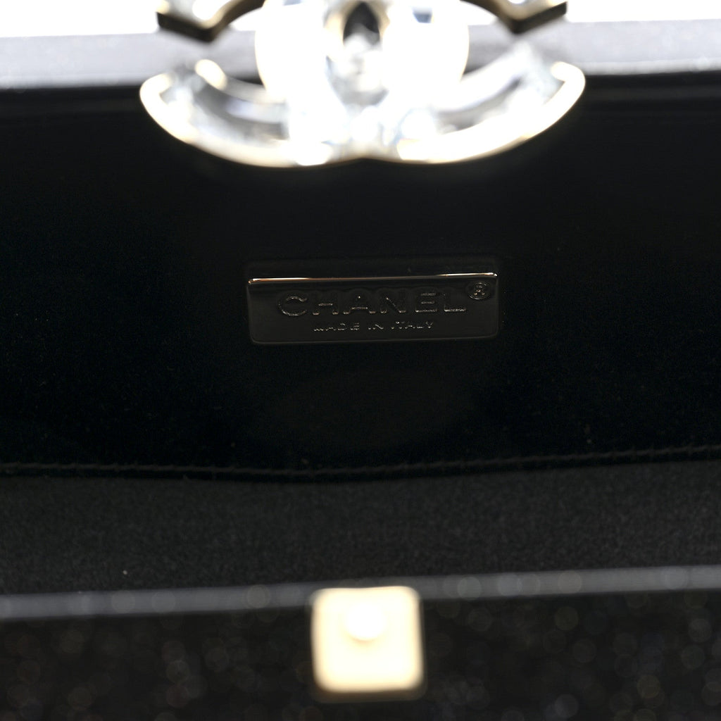 Glitter Vinyl Crystal Clutch Black