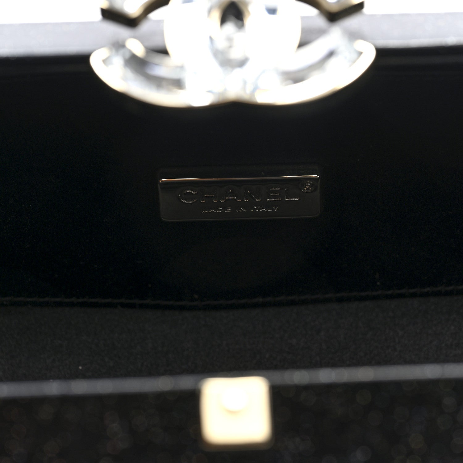 Glitter Vinyl Crystal Clutch Black