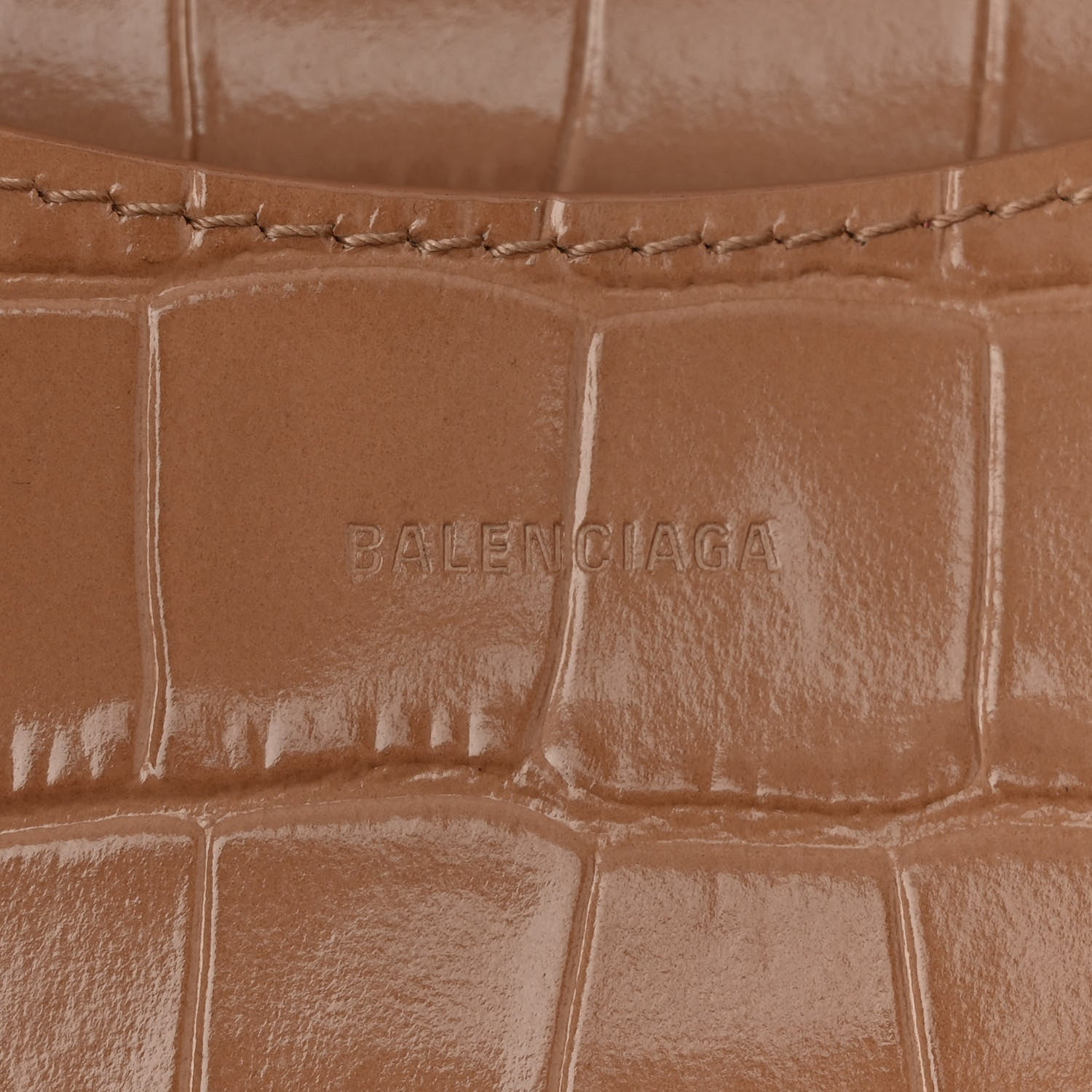 Shiny Supple Calfskin Crocodile Embossed Neo Classic Gold Hardware City Nude Beige
