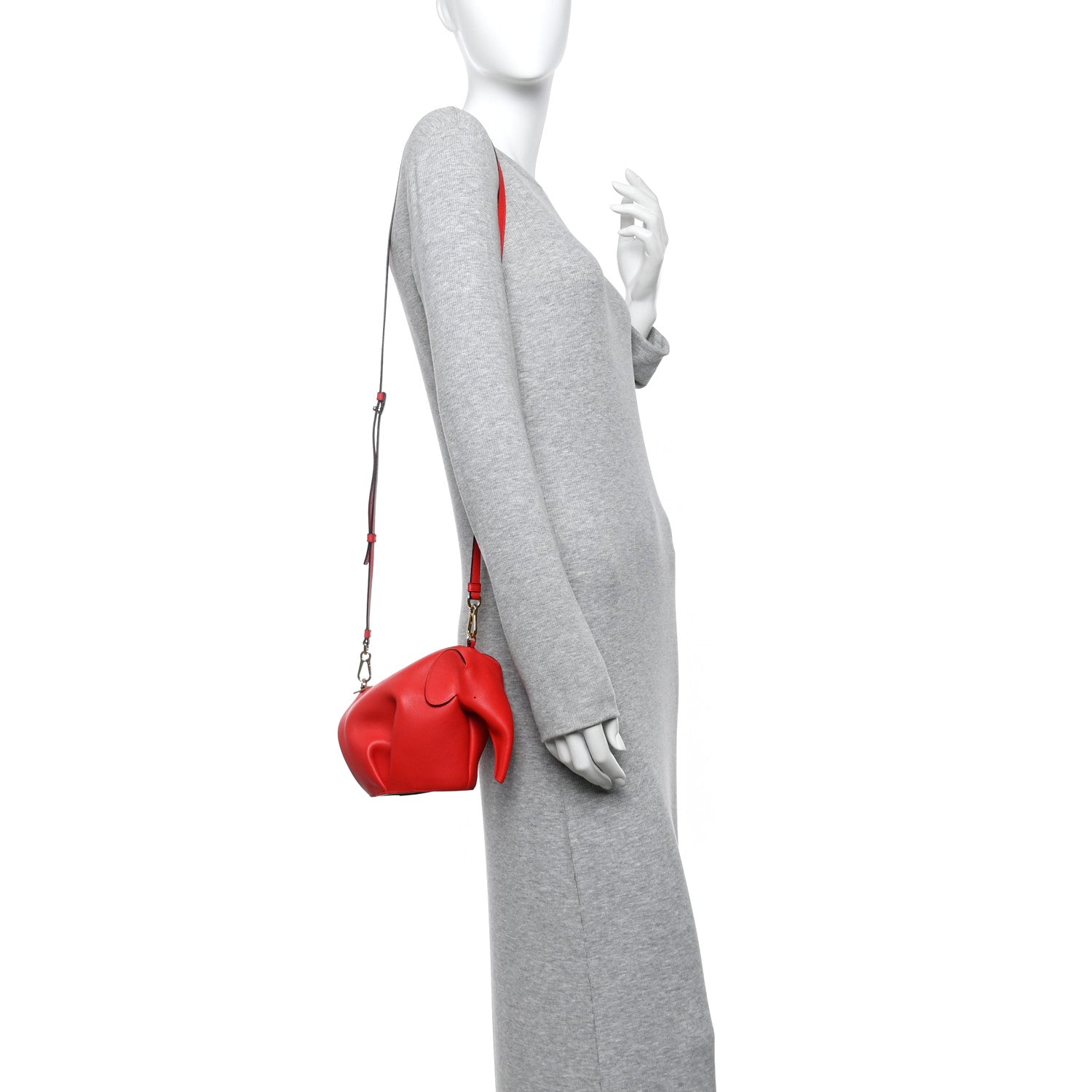 Calfskin Mini Elephant Crossbody Bag Scarlet Red