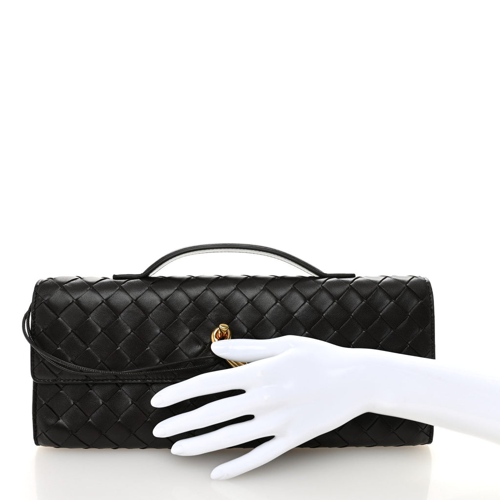 Nappa Intrecciato Long Andiamo Top Handle Clutch Fondant