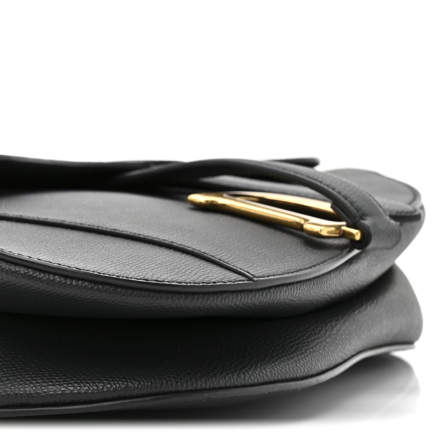 Grained Calfskin Saddle Bag Black
