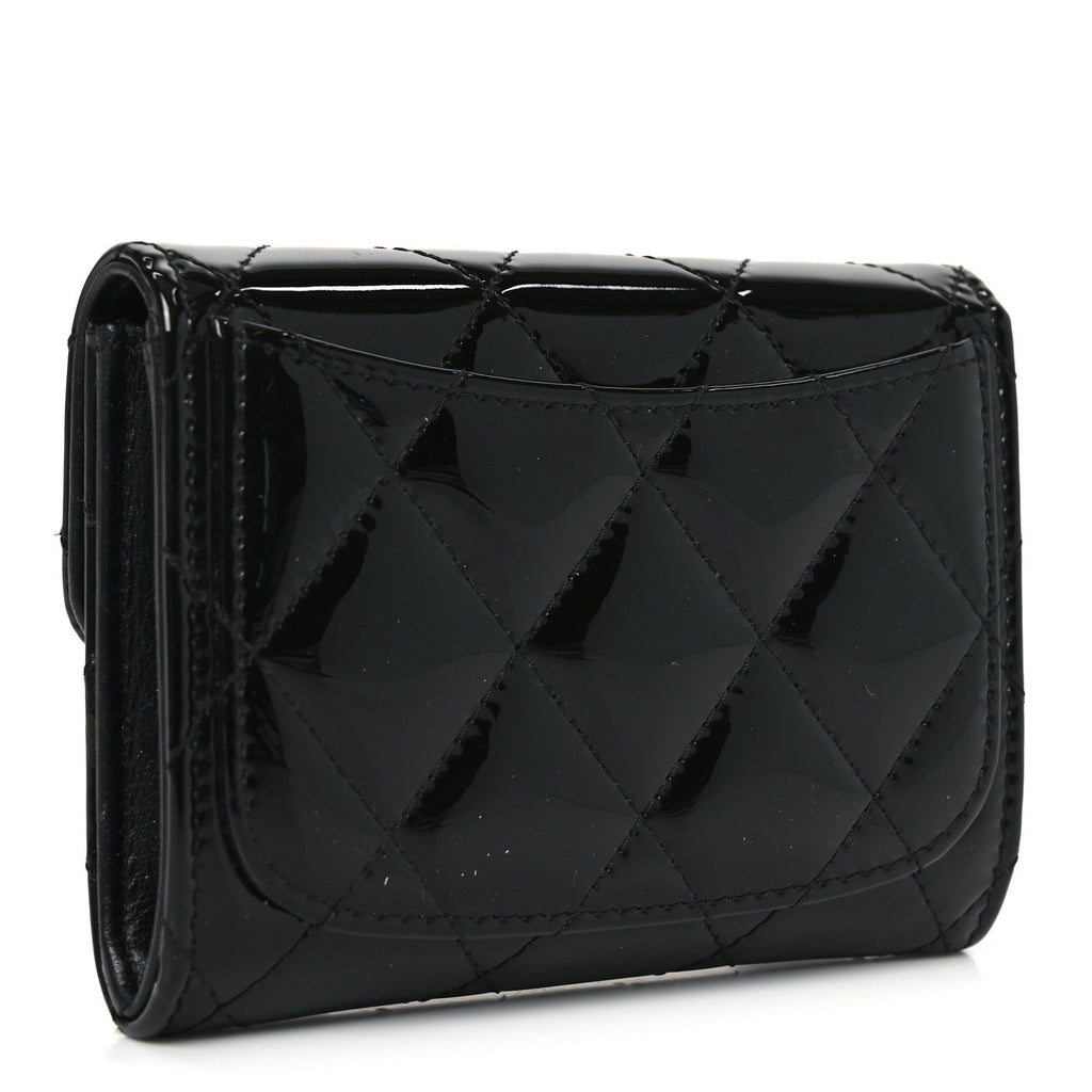 Patent Quilted Reissue Flap  Holder Wallet So Black