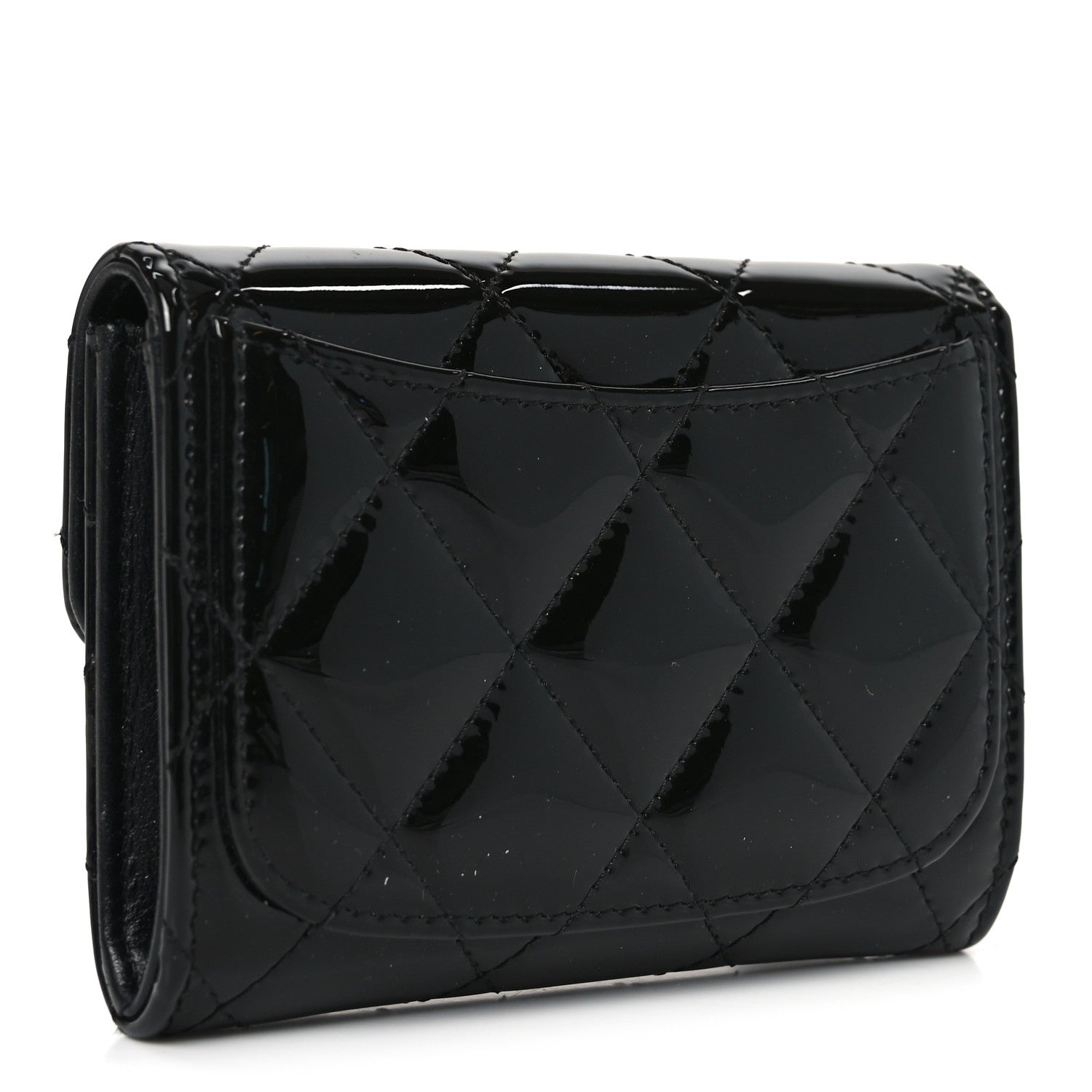 Patent Quilted Reissue Flap  Holder Wallet So Black