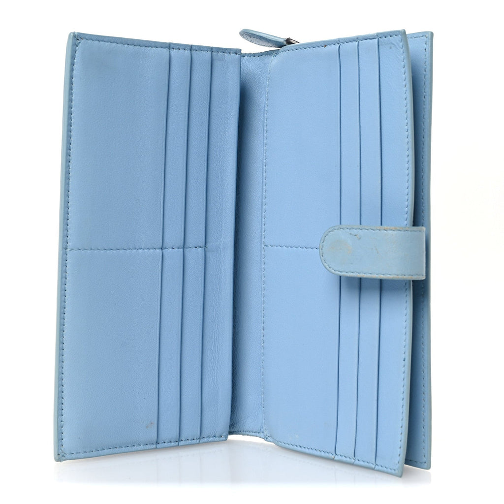 Nappa Intrecciato Continental Flap Wallet Light Blue