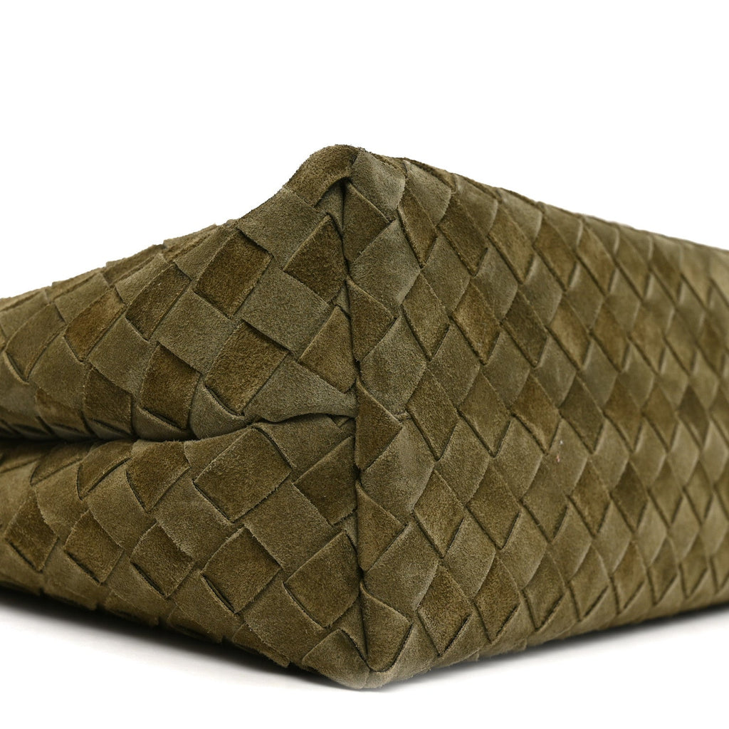 Suede Intrecciato Medium Andiamo Shoulder Bag Mud