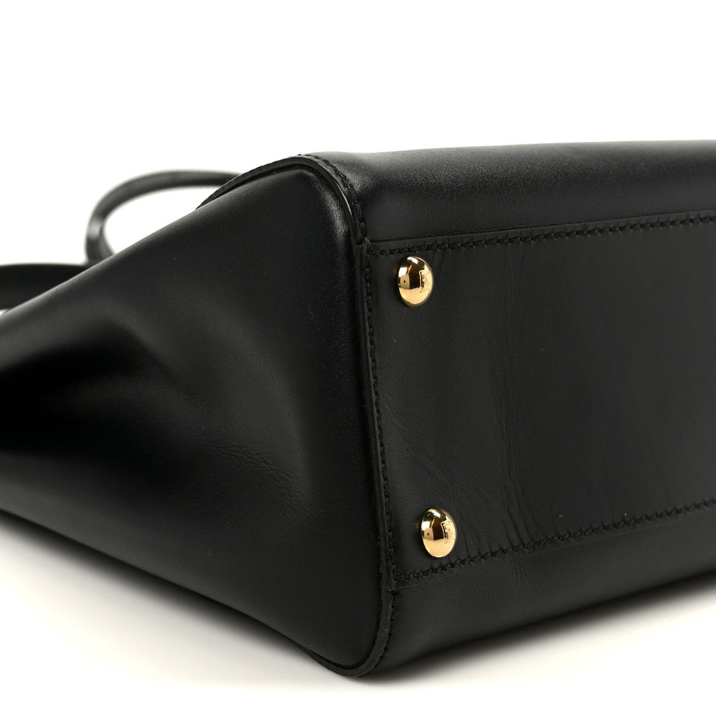 Vitello Morgan Fabric Jacquard Pequin Medium Peekaboo Iconic Satchel Black Tobacco