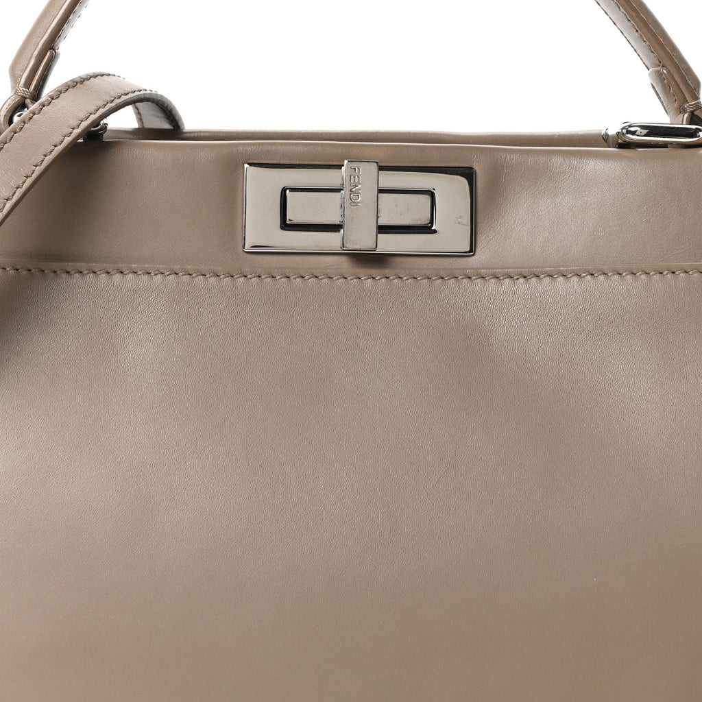 Vitello Morgan Shiny Nappa Medium Peekaboo Iconic Satchel Tortora