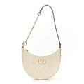 Calfskin Chevron Mini Vlogo Hobo Bag White