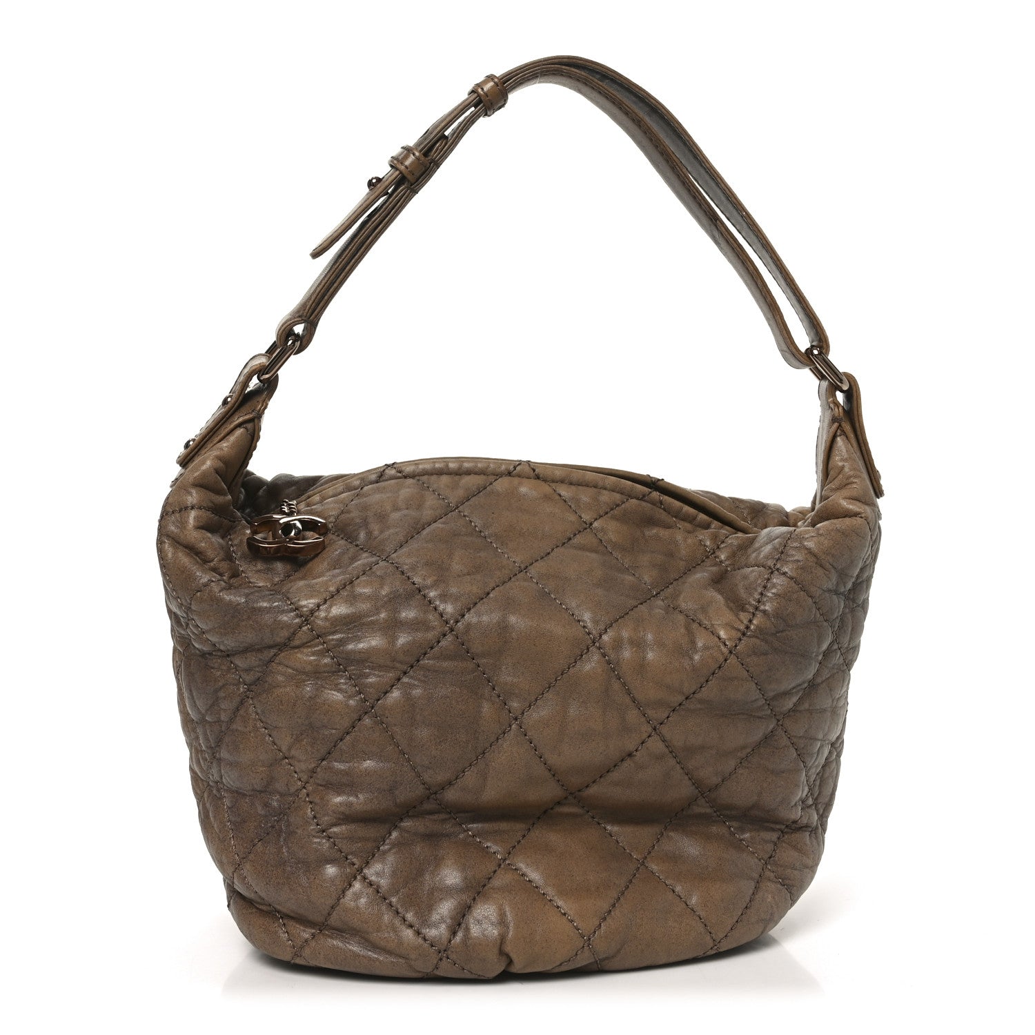 Lambskin Quilted Cloudy Bundle Hobo Beige