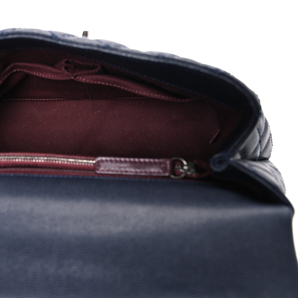 Caviar Quilted Small Coco Handle Flap Navy