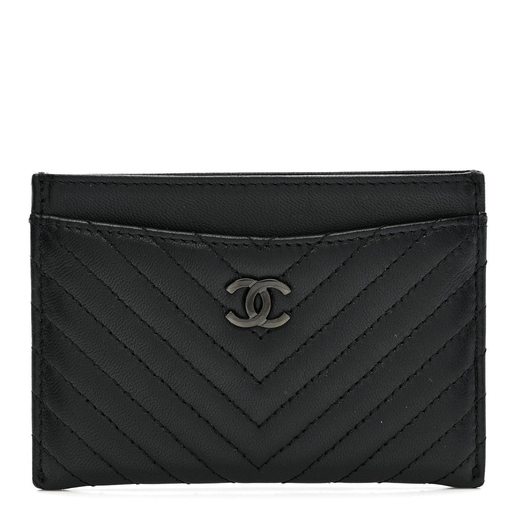 Lambskin Chevron Quilted  Holder So Black