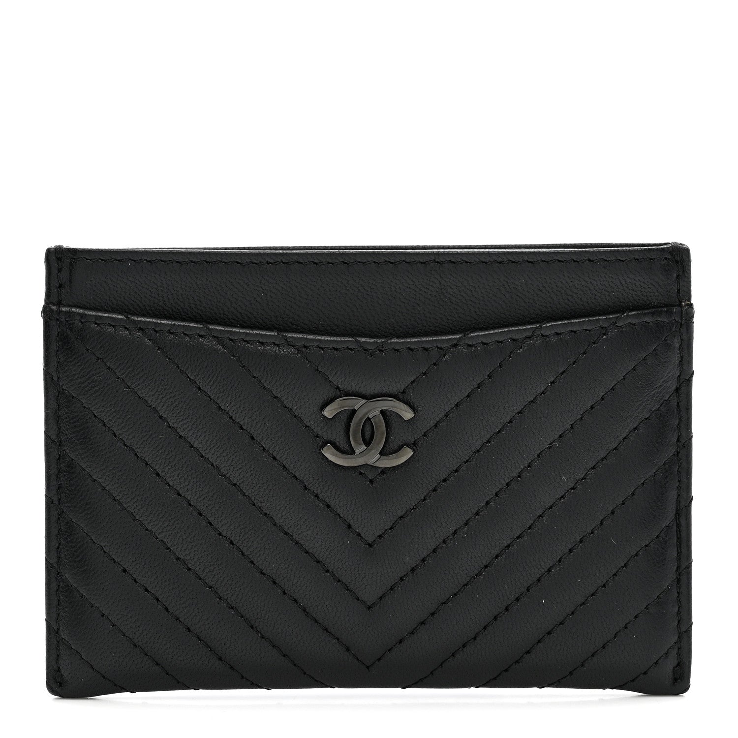 Lambskin Chevron Quilted  Holder So Black