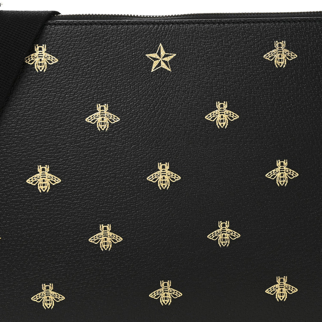 Grained Calfskin Bee Star Messenger Black