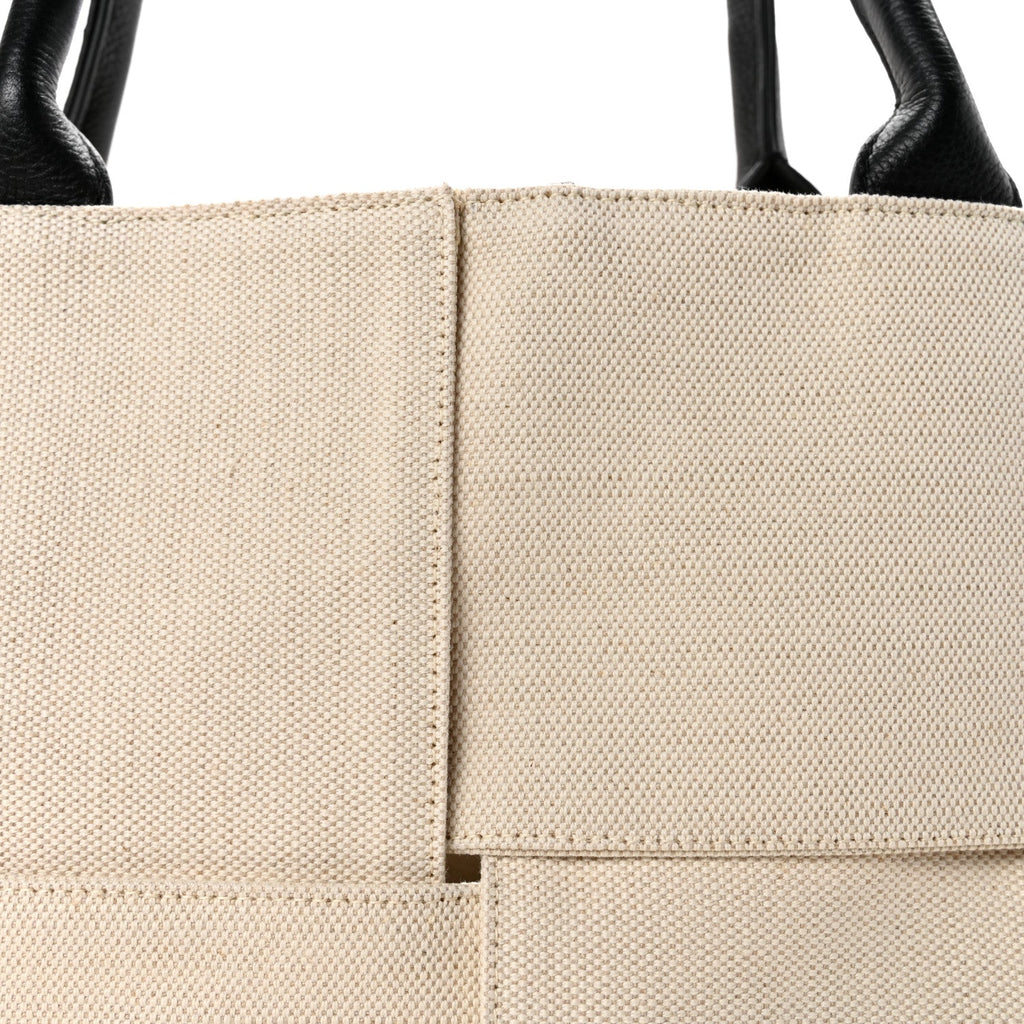 Canvas Maxi Intrecciato Large Arco Tote Beige Black