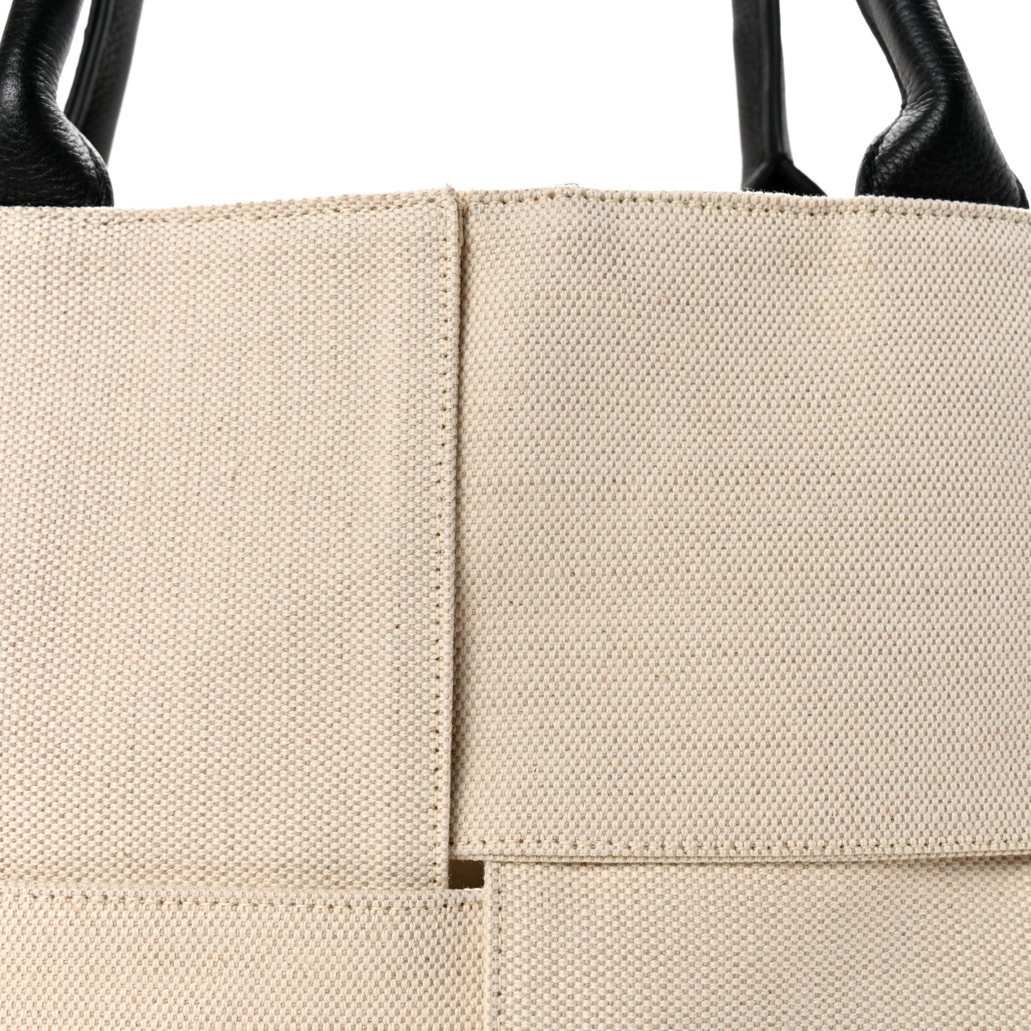 Canvas Maxi Intrecciato Large Arco Tote Beige Black