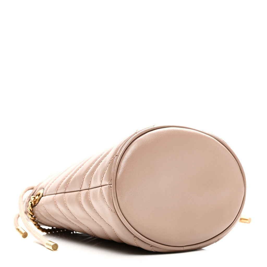 Calfskin Matelasse Mini GG Marmont 2.0 Bucket Bag Porcelain Rose