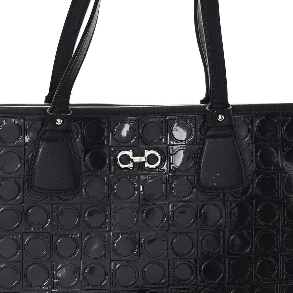 Patent Gancini Embossed Tote Black