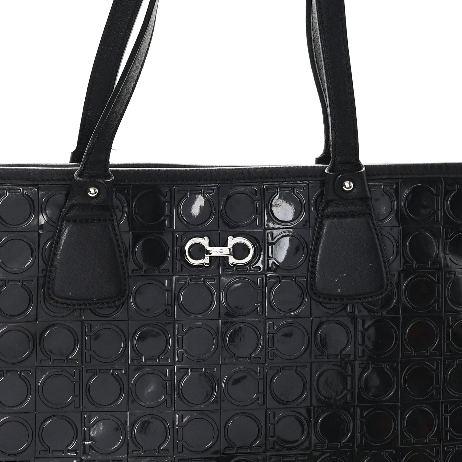 Patent Gancini Embossed Tote Black