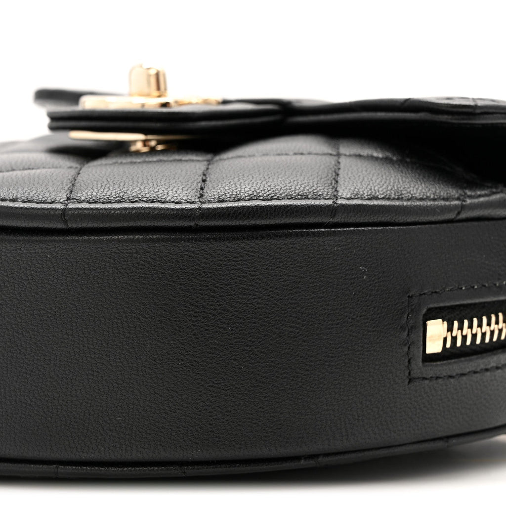 Lambskin Quilted CC In Love Heart Clutch With Chain Black
