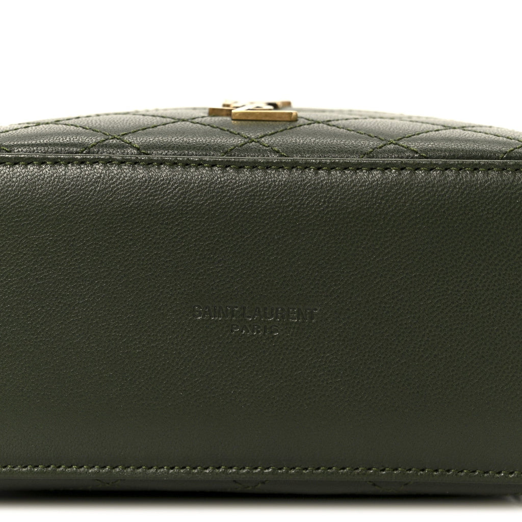 Lambskin Quilted Mini Gaby Vanity Case Olive Wood