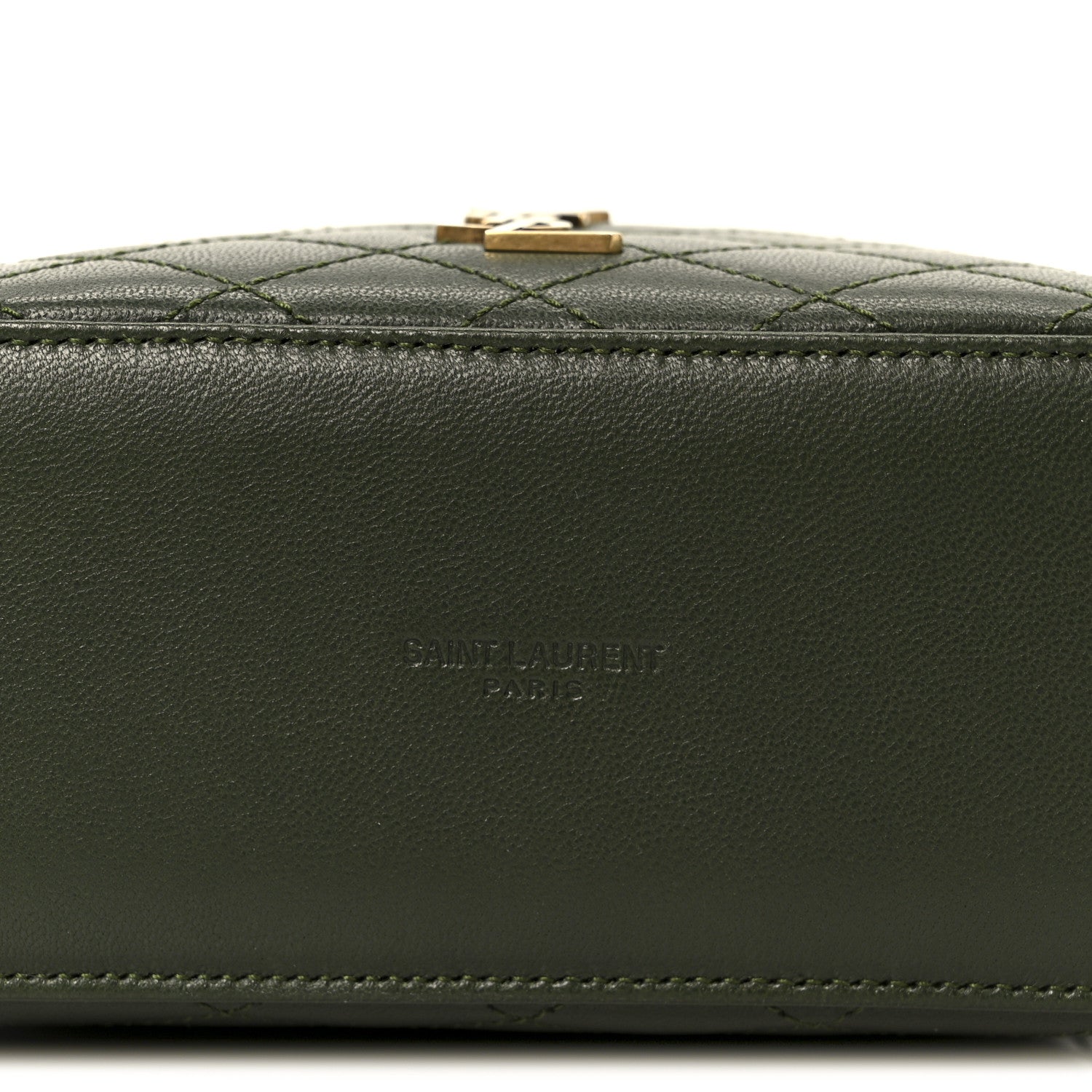Lambskin Quilted Mini Gaby Vanity Case Olive Wood