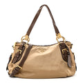 Tessuto Nylon Vitello Daino Satchel Tabacco
