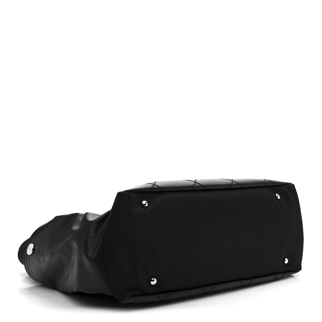 Coated Canvas Quilted Large Paris Biarritz Tote Black