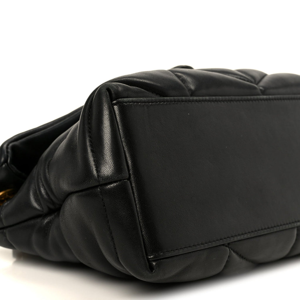 Lambskin Quilted Small Loulou Puffer Monogram Chain Satchel Black