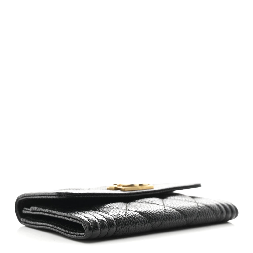 Caviar Quilted Boy Flap  Holder Black