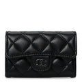Lambskin Quilted Flap  Holder Wallet So Black