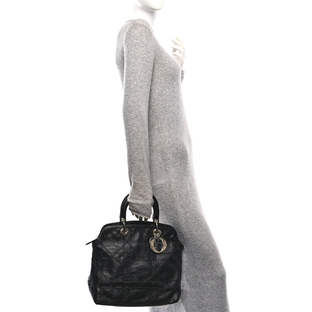 Lambskin Cannage Medium Granville Tote Black