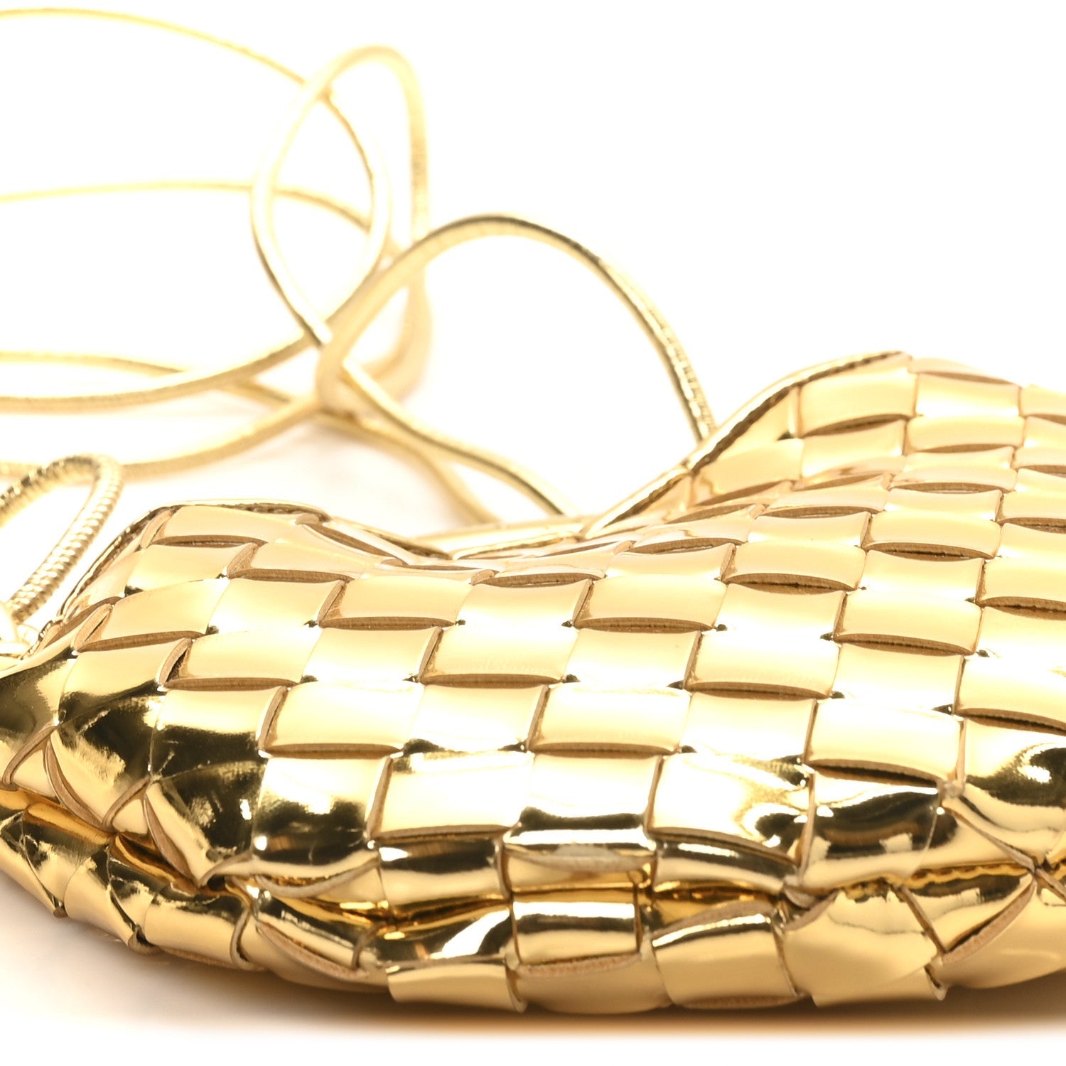 Mirror Laminated Nappa Intrecciato Mini Sardine Bag Gold