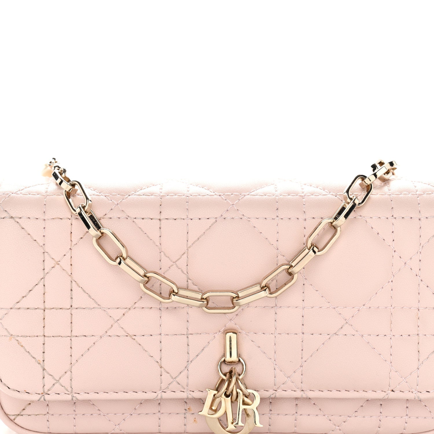 Lambskin Cannage Dior Talk Phone Pouch Rose Poudre