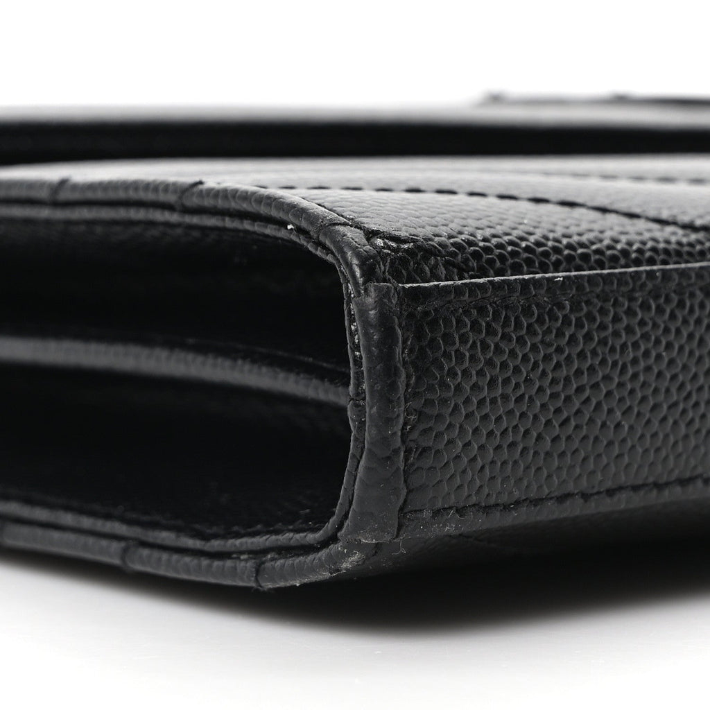 Grain De Poudre Matelasse Chevron Monogram Monochrome Chain Wallet Black