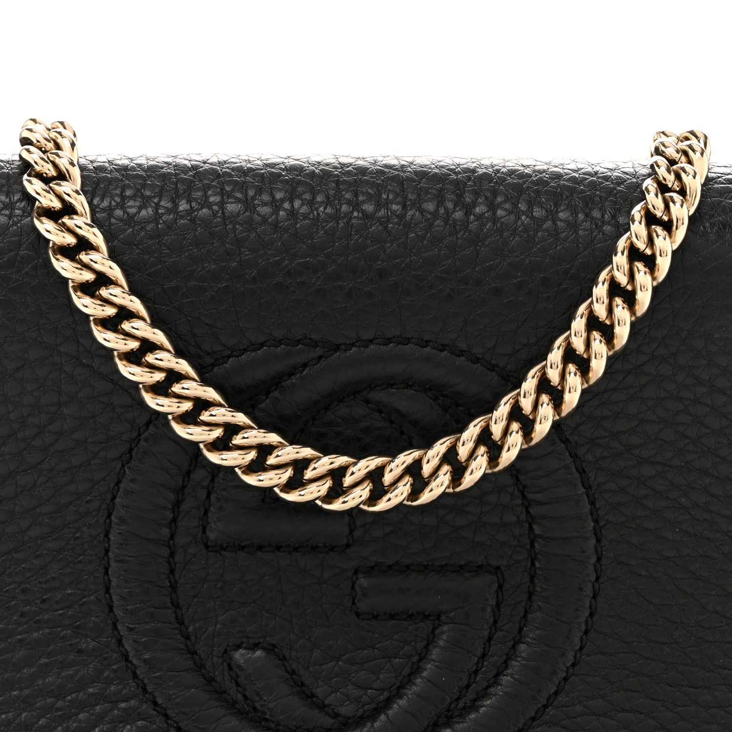 Pebbled Calfskin Small Soho Flap Crossbody Black