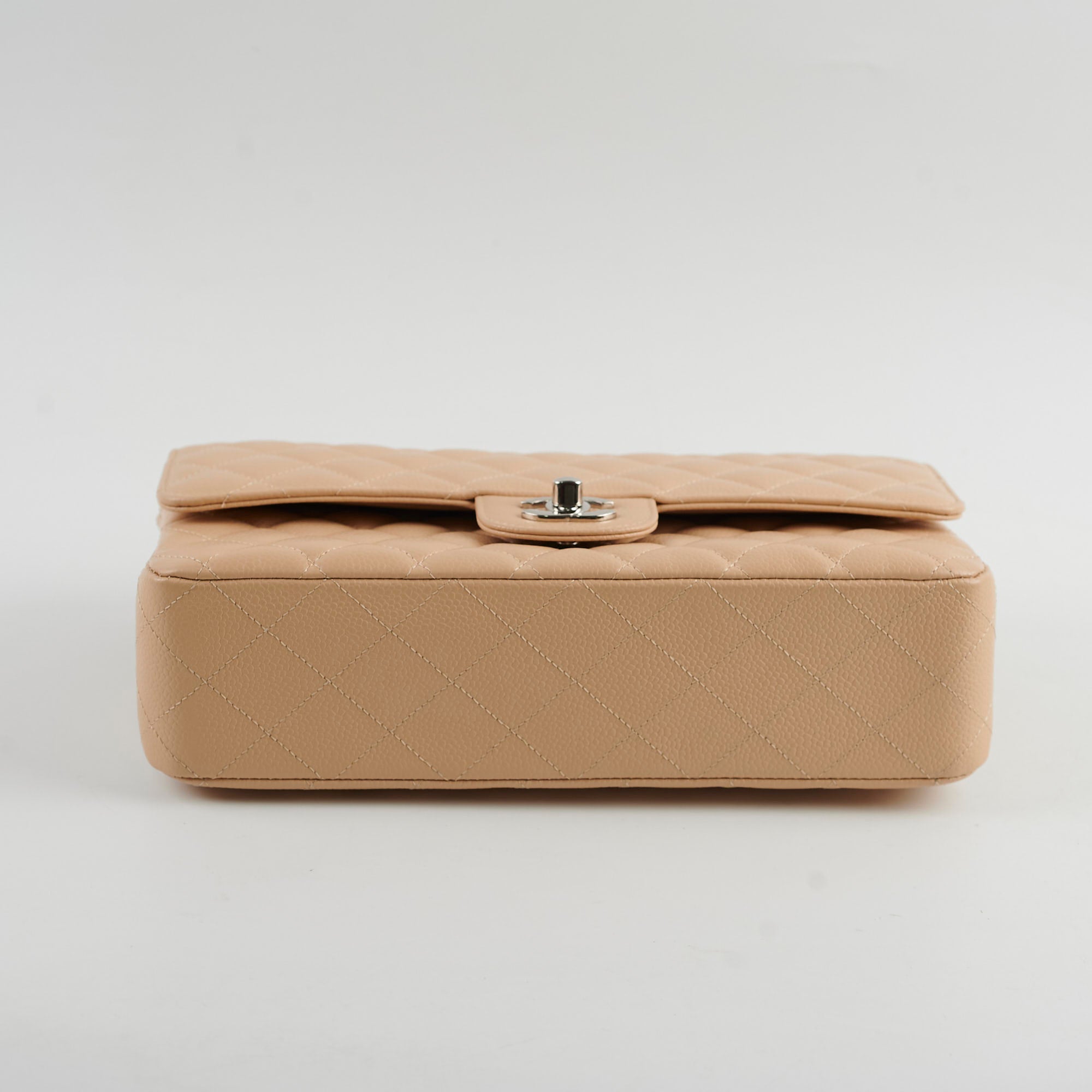 Chanel Medium/Large Caviar Double Classic Flap Beige
