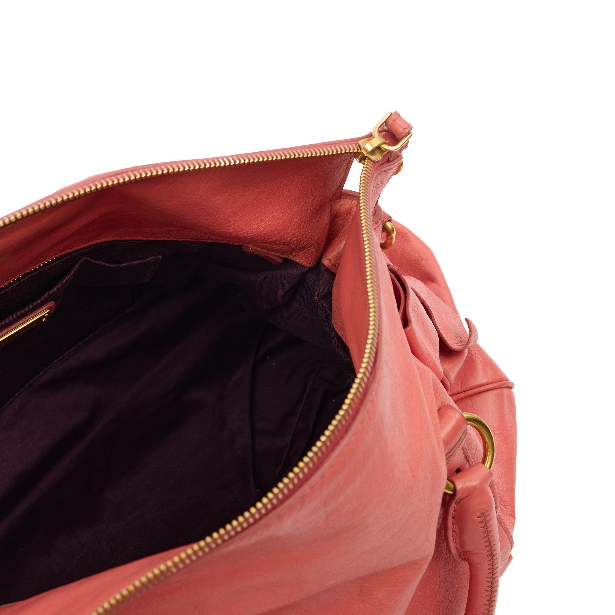 Miu Miu Shoulder Bag Vitello Lux Satchel in Pink, Leather
